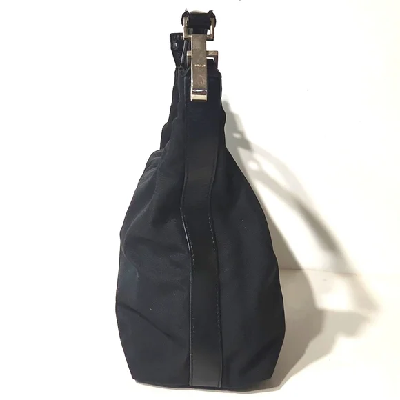 VTG Gucci Authentic 000062 Black Nylon Leather Handbag Shoulder Purse - Picture 7 of 16